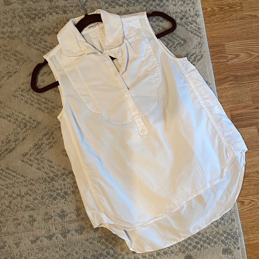 all saints sleeveless polo top white US4